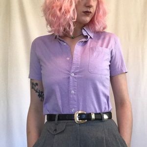 American Apparel Lilac XXS Oxford Button Up